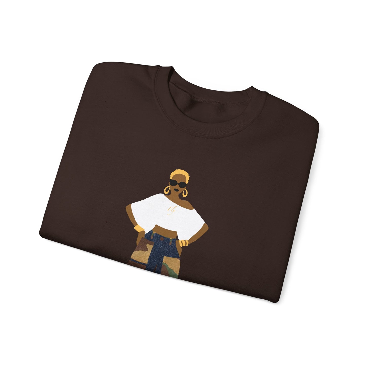 The Camo Cargo Queen BLONDE Hair Unisex Crewneck Sweatshirt