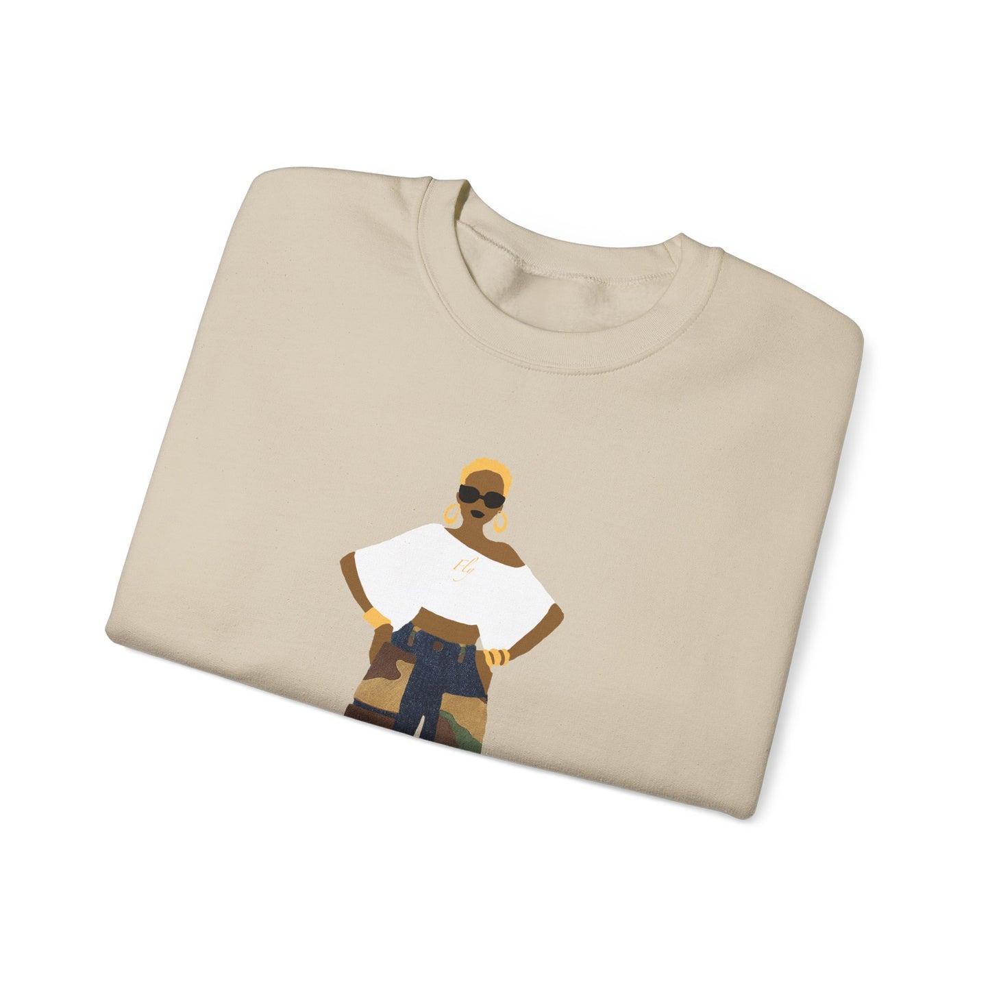 The Camo Cargo Queen BLONDE Hair Unisex Crewneck Sweatshirt