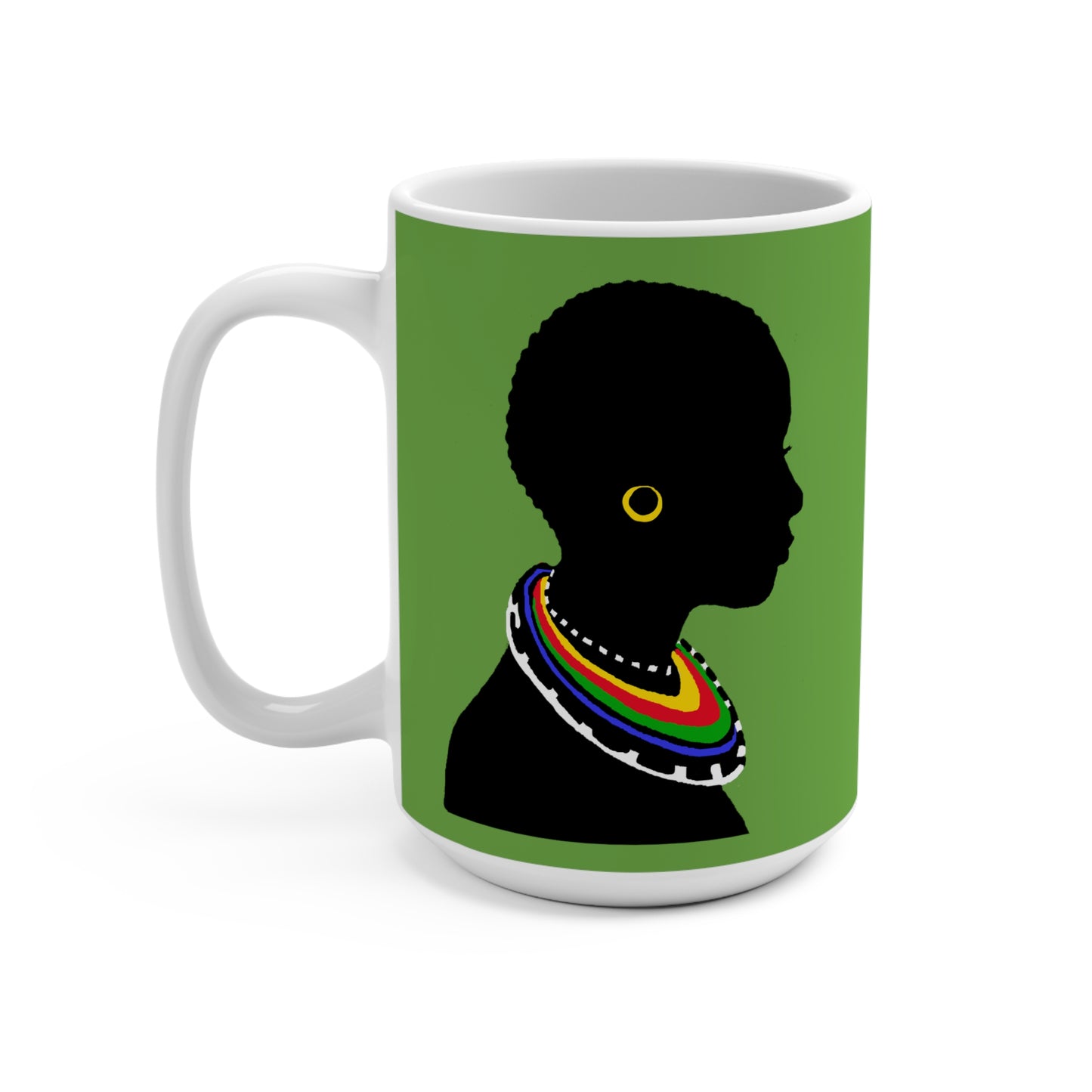 Green Tribal Mug 15oz - Yes Lioness Arts
