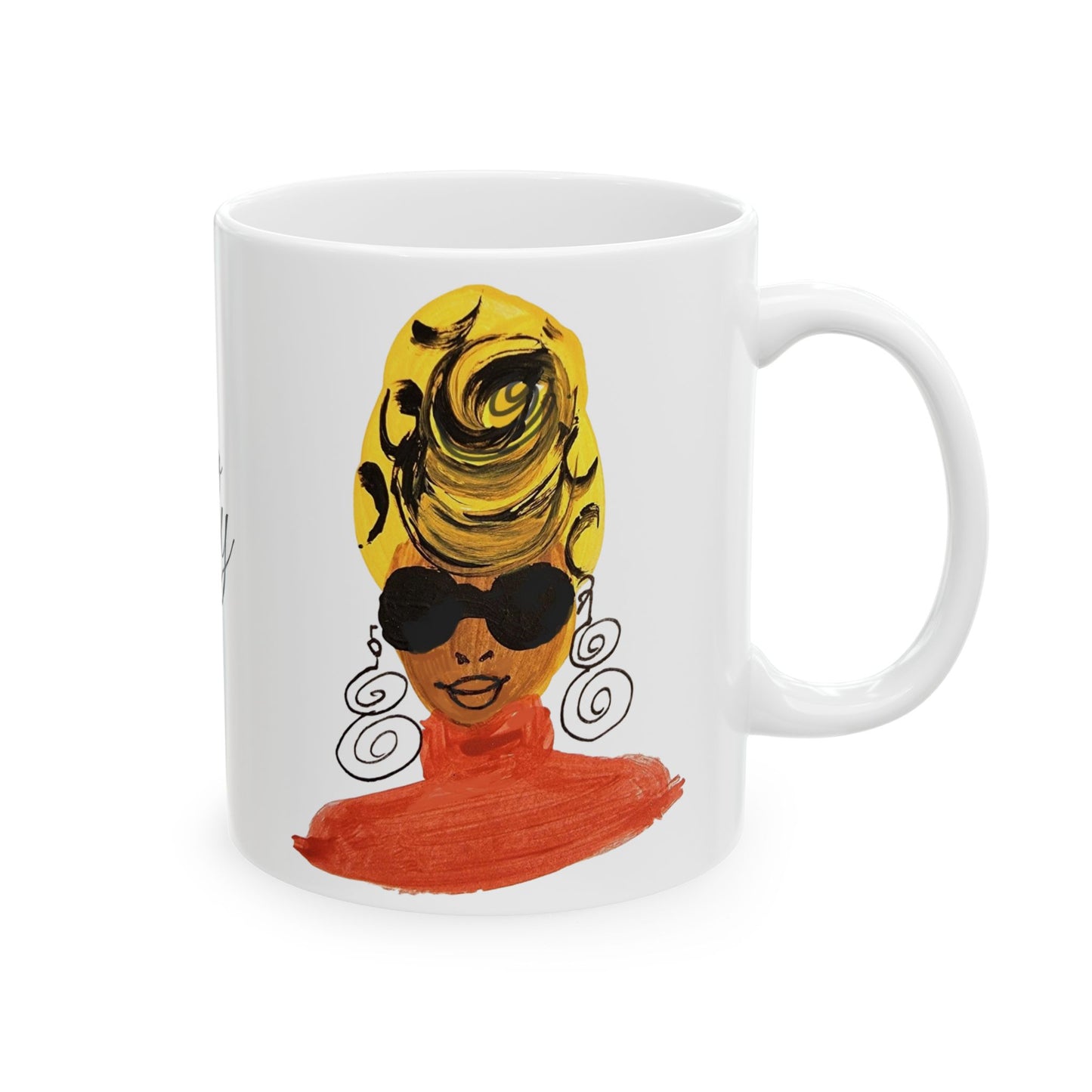 Yellow Turban Diva Ceramic Mug, (11oz, 15oz)