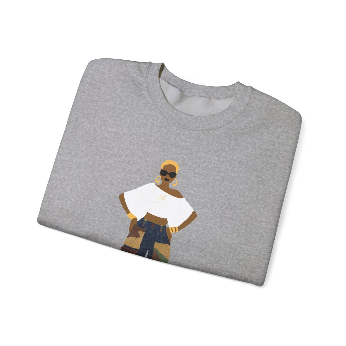The Camo Cargo Queen BLONDE Hair Unisex Crewneck Sweatshirt