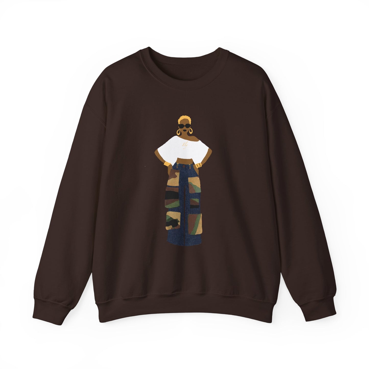 The Camo Cargo Queen BLONDE Hair Unisex Crewneck Sweatshirt