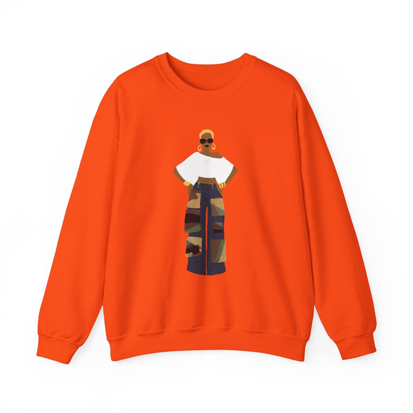 The Camo Cargo Queen BLONDE Hair Unisex Crewneck Sweatshirt