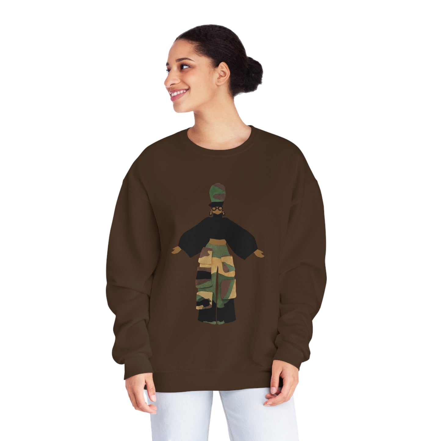 Camo Cargo Queen Unisex Crewneck Sweatshirt - Yes Lioness Arts