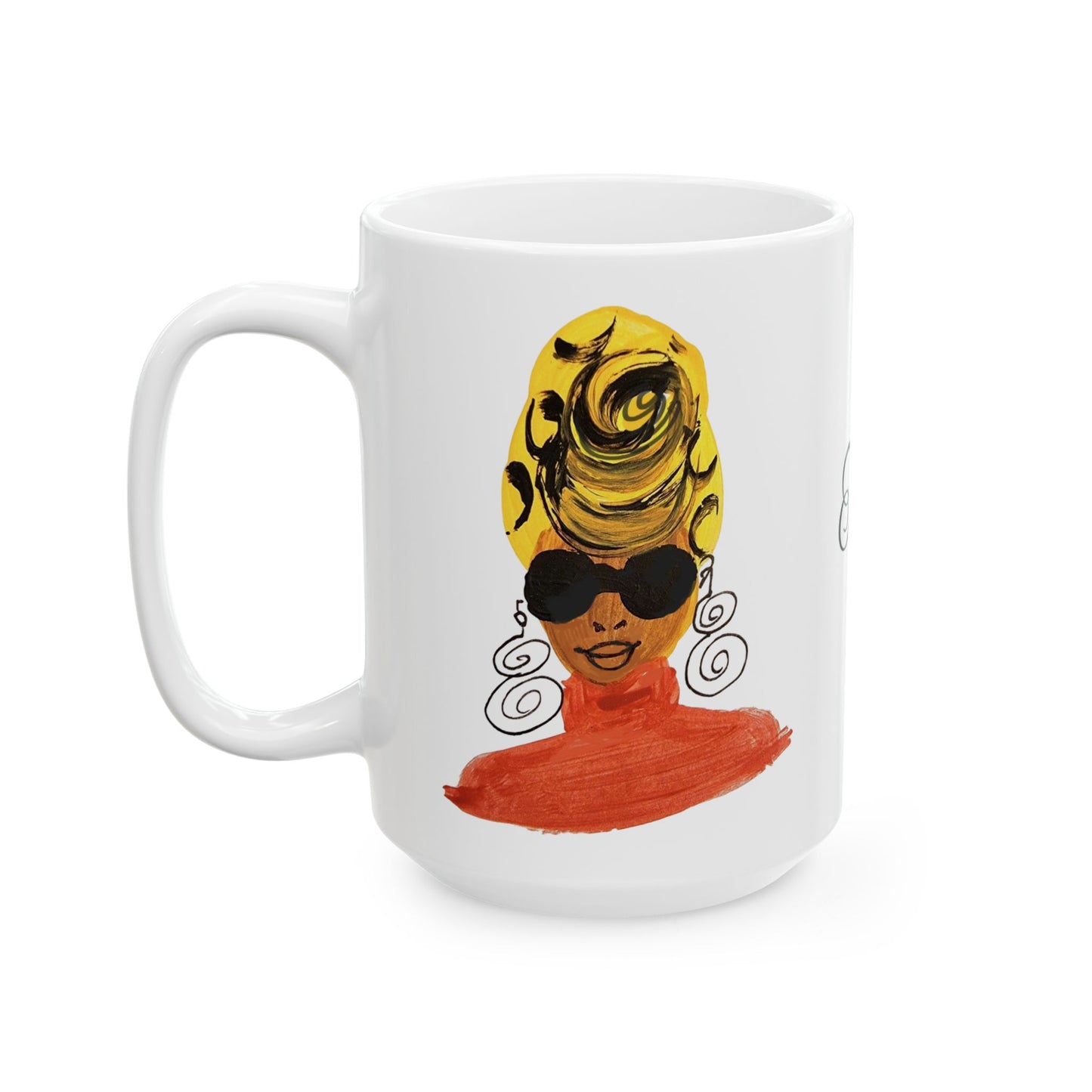 Yellow Turban Diva Ceramic Mug, (11oz, 15oz)