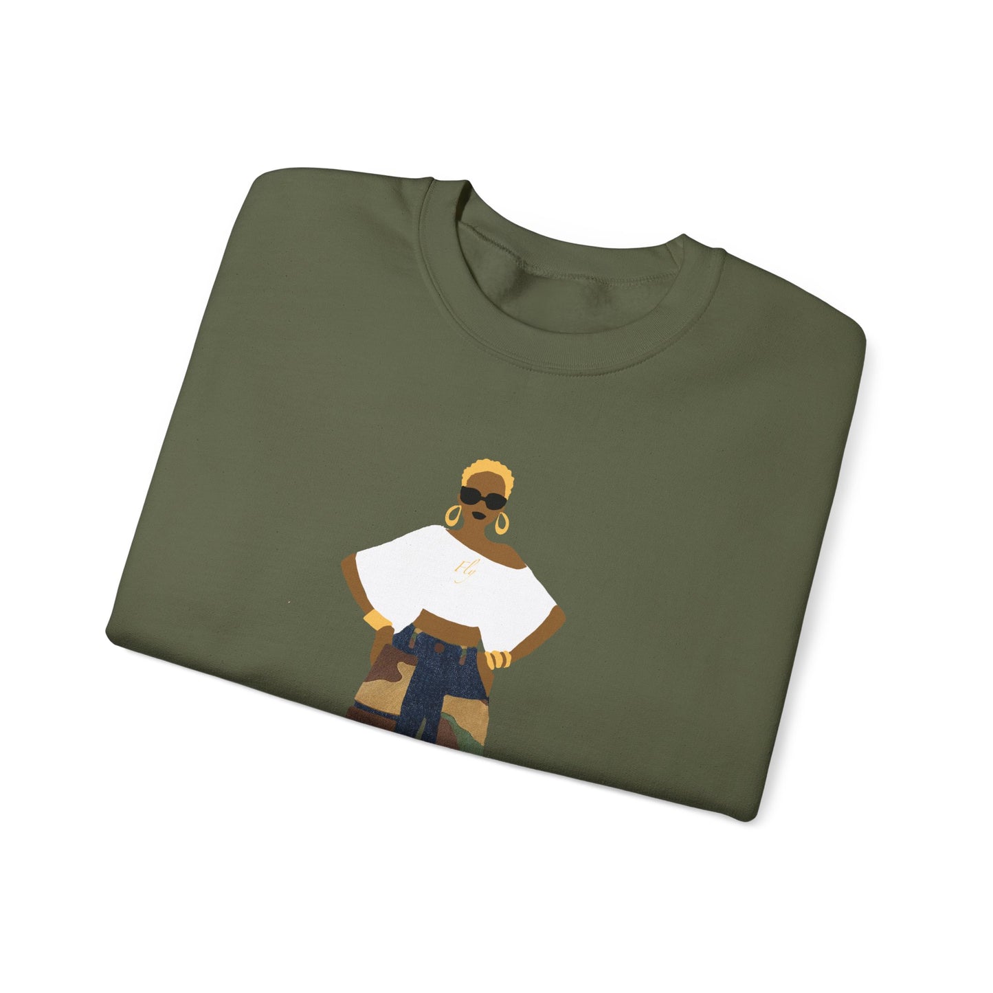 The Camo Cargo Queen BLONDE Hair Unisex Crewneck Sweatshirt