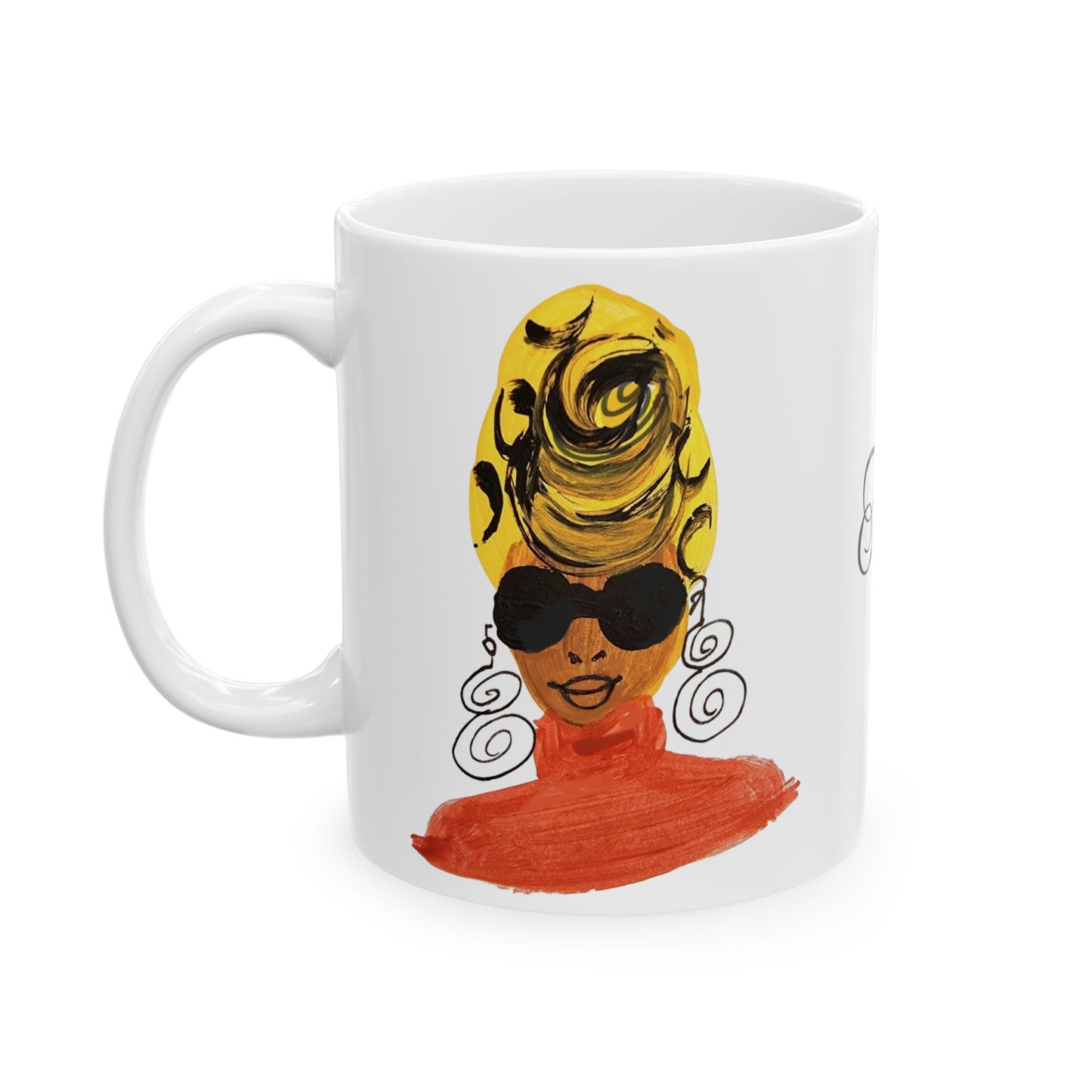 Yellow Turban Diva Ceramic Mug, (11oz, 15oz)