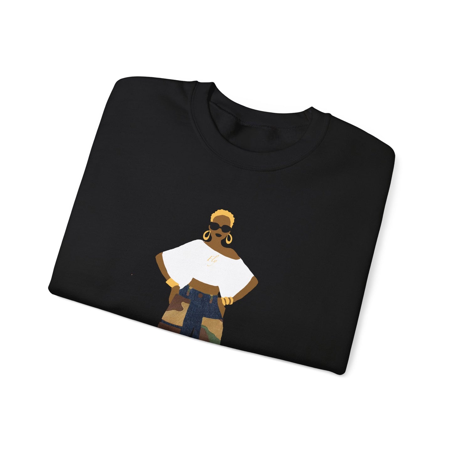The Camo Cargo Queen BLONDE Hair Unisex Crewneck Sweatshirt