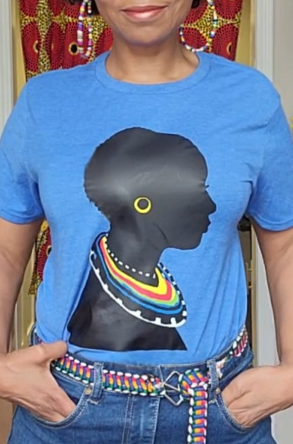 The "Tribal" Crew Neck T-shirt in Heather Royal Blue
