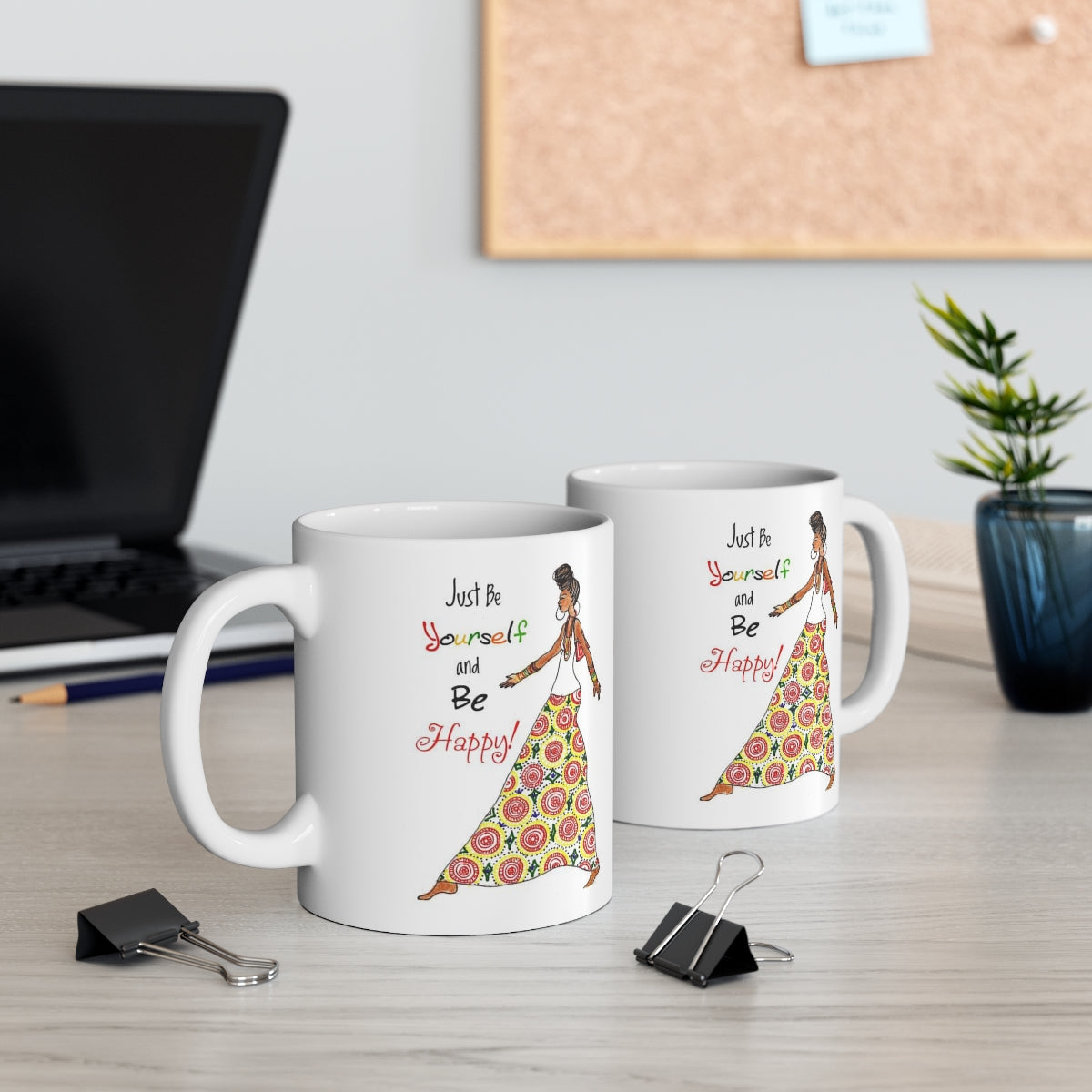 Just Be Happy Mug, 11oz, 15oz - Yes Lioness Arts