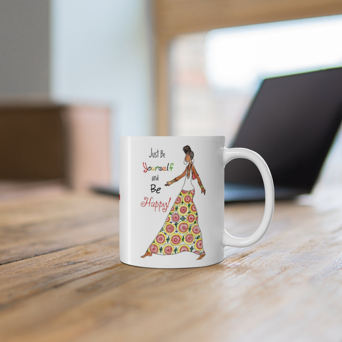 Just Be Happy Mug, 11oz, 15oz - Yes Lioness Arts