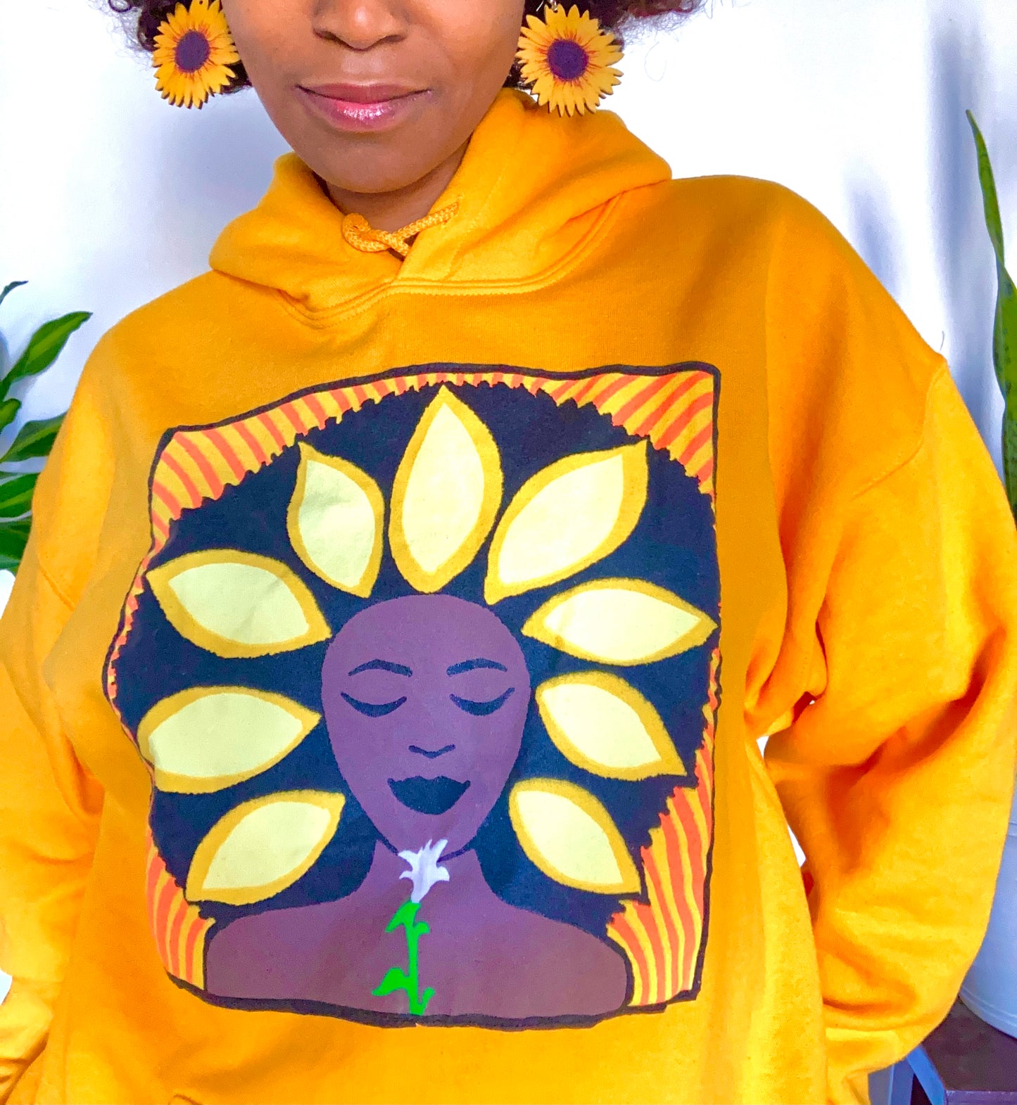 The Sunflower Hoodie in Yellow Gold - Yes Lioness Arts