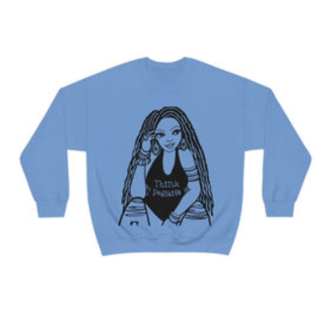The Think Positive w/Locs Crewneck Sweatshirt - Yes Lioness Arts