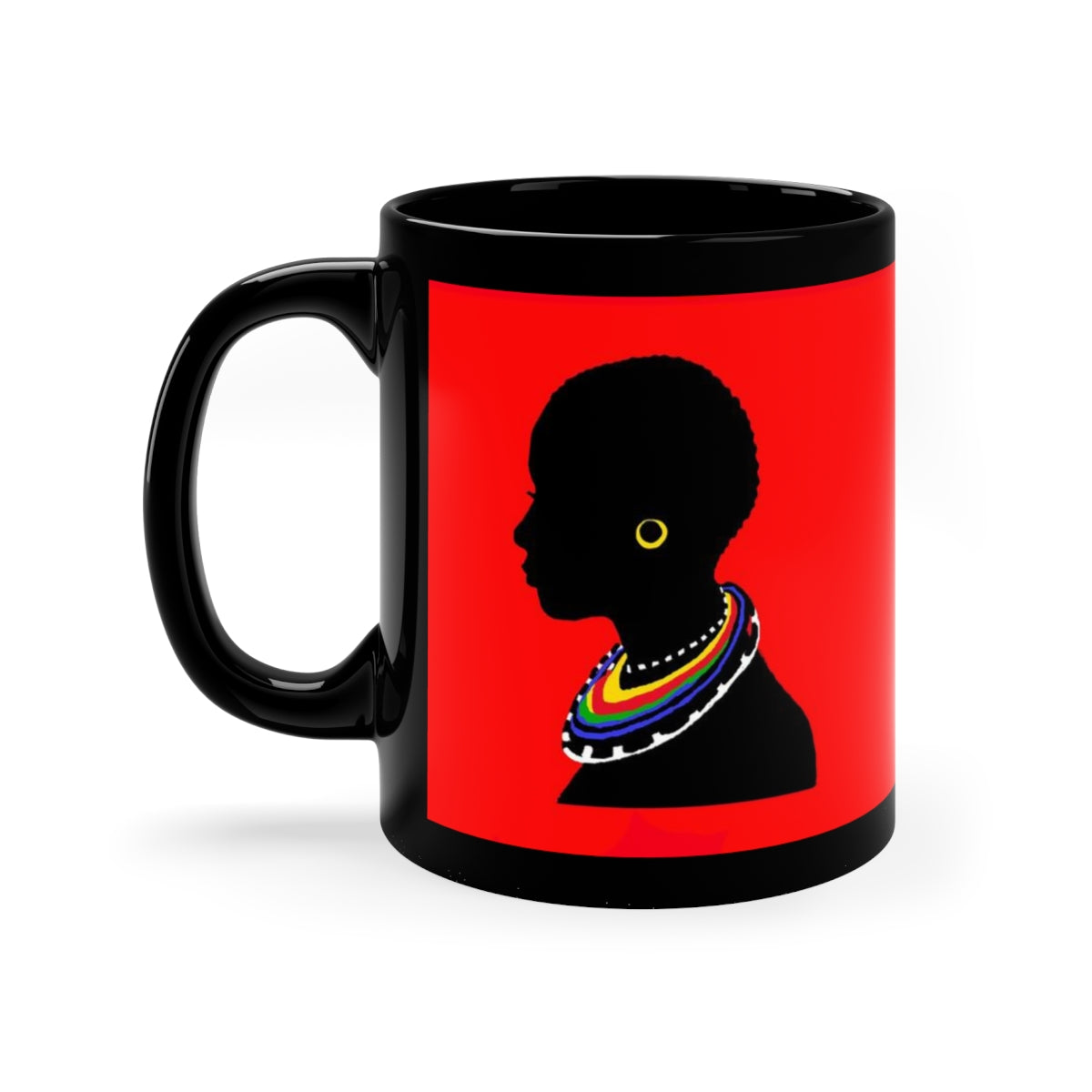 The Tribal Mug in Red 11oz Black - Yes Lioness Arts