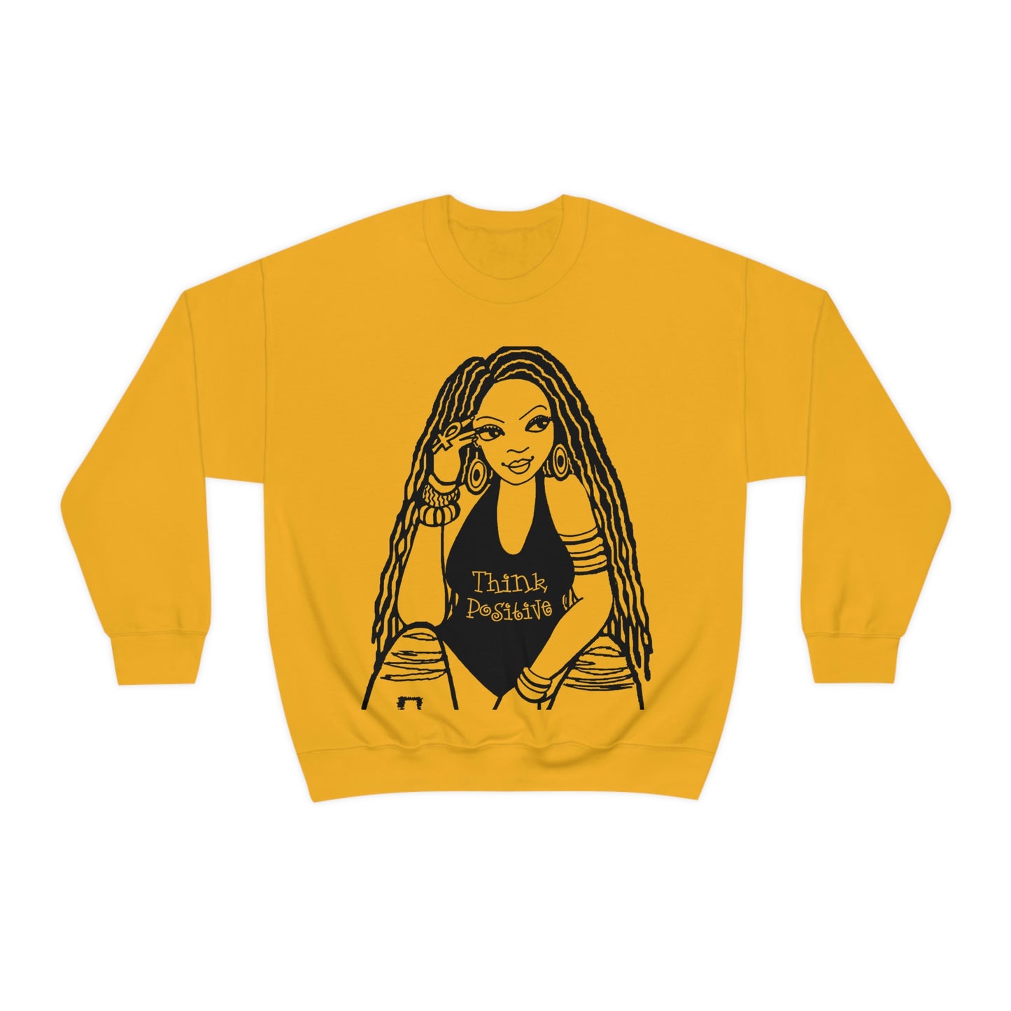 The Think Positive w/Locs Crewneck Sweatshirt - Yes Lioness Arts