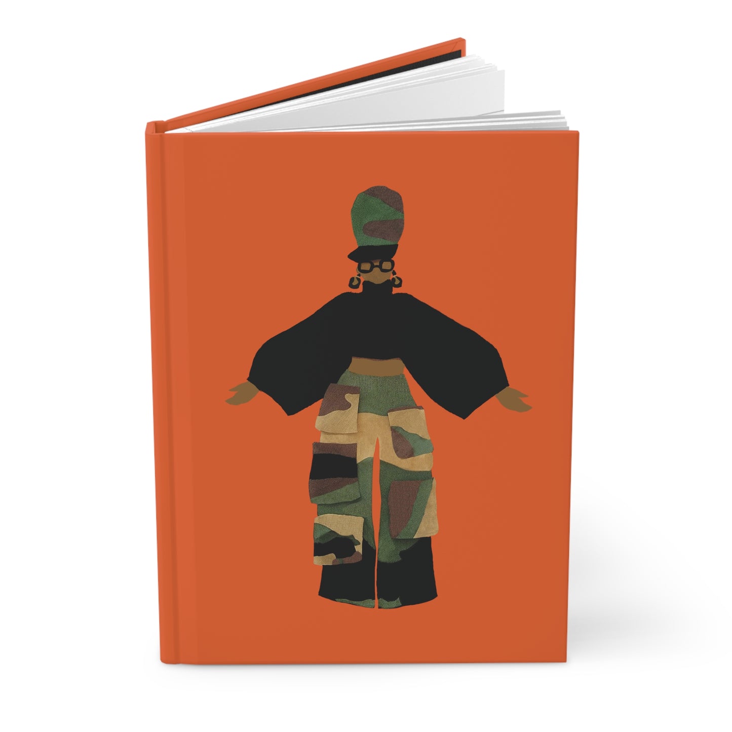 Camo Cargo Queen Hardcover Journal Matte Orange