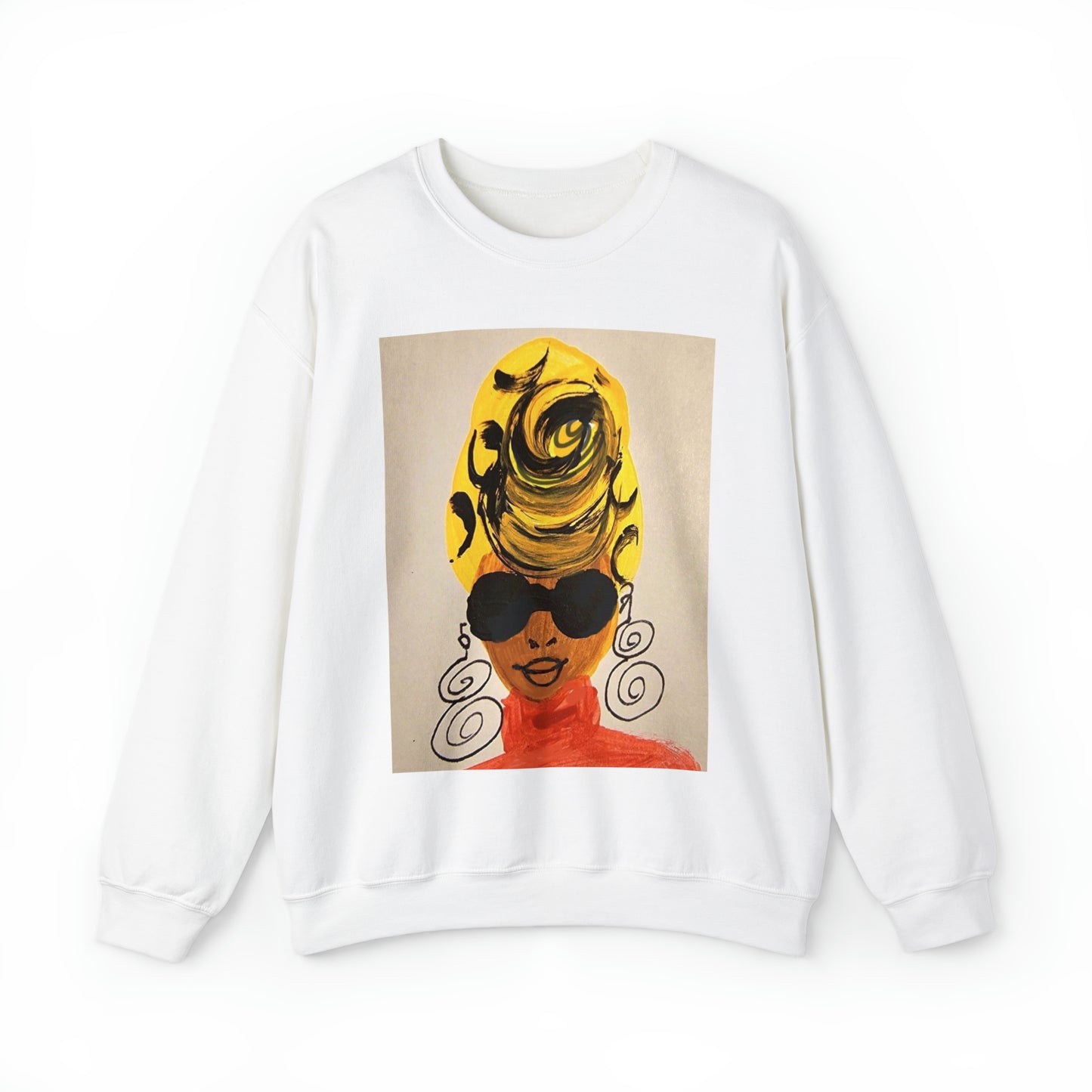 Yellow Turban Doodle Crewneck Sweatshirt - Yes Lioness Arts