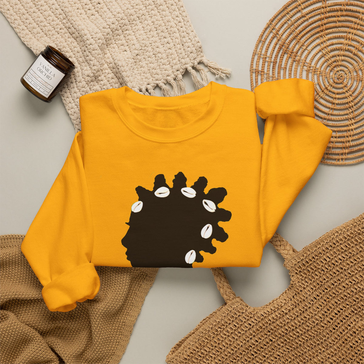 Bantu Knots Cowrie Shells Crewneck Sweatshirt