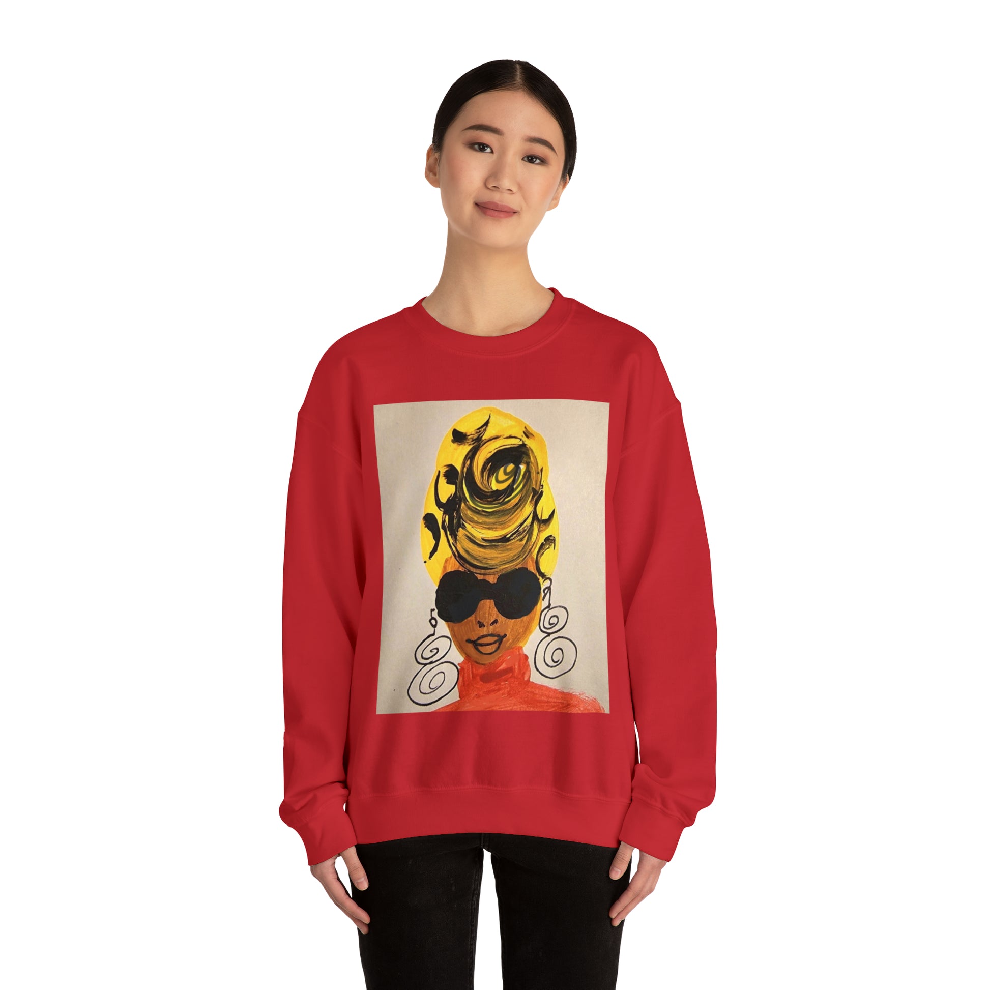 Yellow Turban Doodle Crewneck Sweatshirt - Yes Lioness Arts