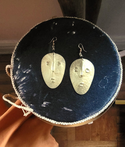 Afrixan Mask Brass Earrings