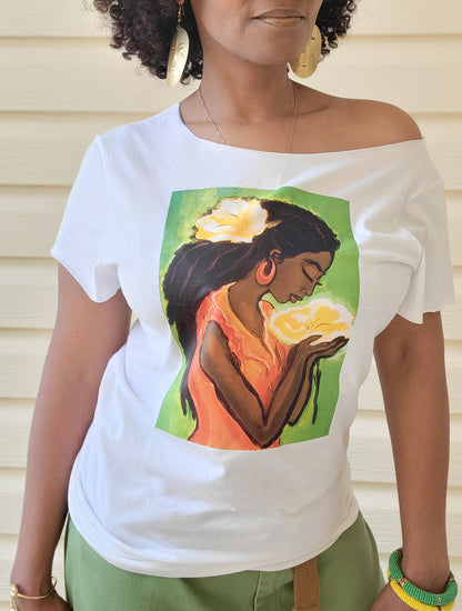 Hibiscus Flower Scoopneck T- Shirt