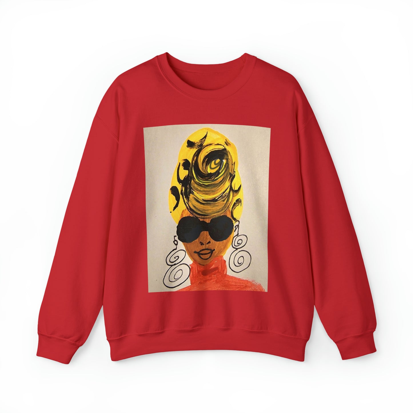 Yellow Turban Doodle Crewneck Sweatshirt - Yes Lioness Arts