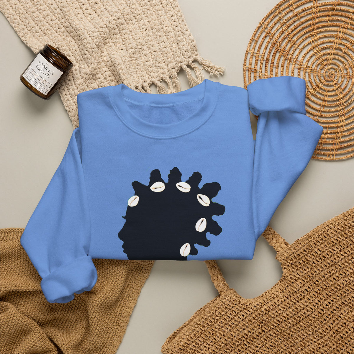 Bantu Knots Cowrie Shells Crewneck Sweatshirt