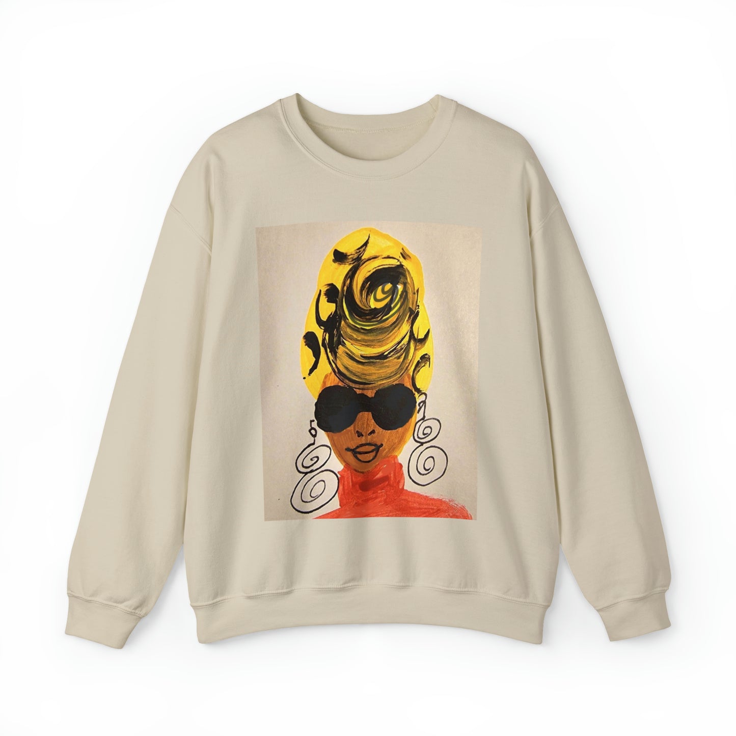 Yellow Turban Doodle Crewneck Sweatshirt - Yes Lioness Arts