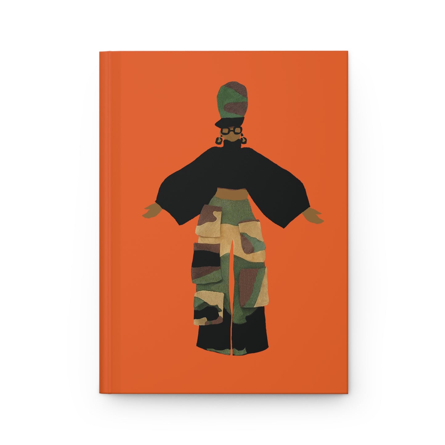 Camo Cargo Queen Hardcover Journal Matte Orange