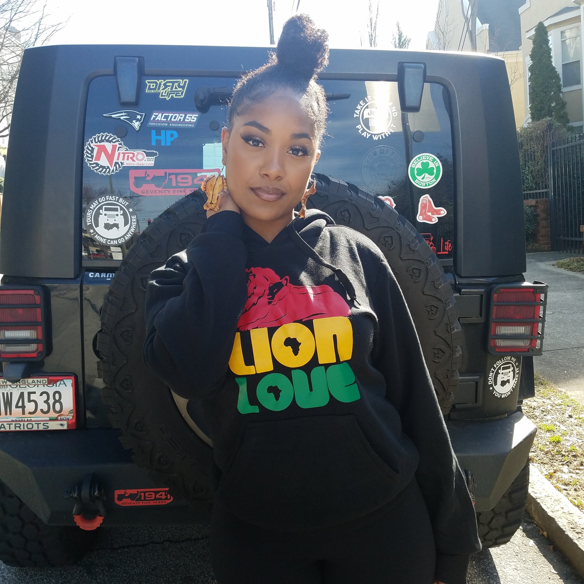 The Lion Love Unisex Hoodie in Black - Yes Lioness Arts