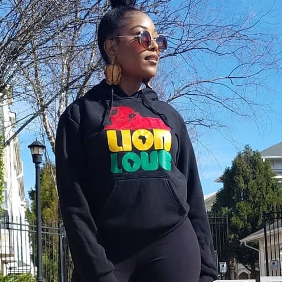 The Lion Love Unisex Hoodie in Black - Yes Lioness Arts