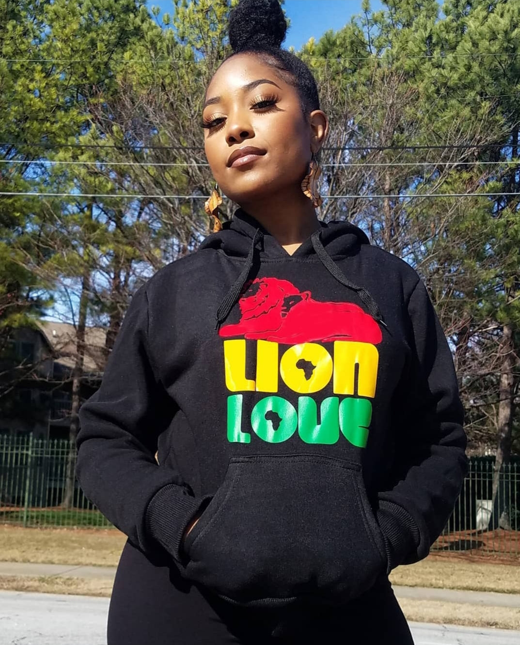 The Lion Love Unisex Hoodie in Black - Yes Lioness Arts