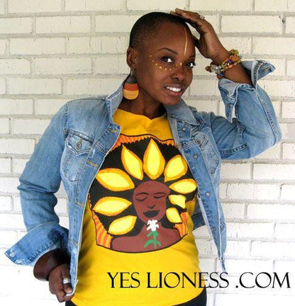 Sunflower Wide scoop neck T Shirt in Yellow Gold