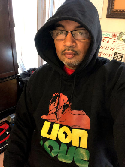 The Lion Love Unisex Hoodie in Black - Yes Lioness Arts