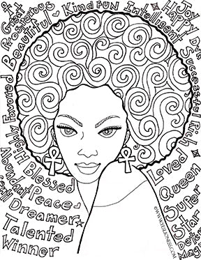 Afro Dawta Coloring Page PDF Digital Download - Yes Lioness Arts