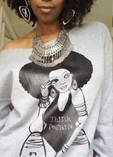 Load image into Gallery viewer, The &quot;Think Positive&quot; Wide Neck Sweathirt in Heather Grey.