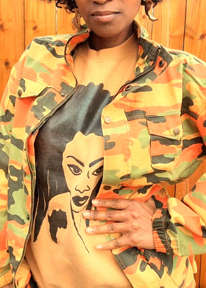 Orange Camouflage Field Jacket - Yes Lioness Arts