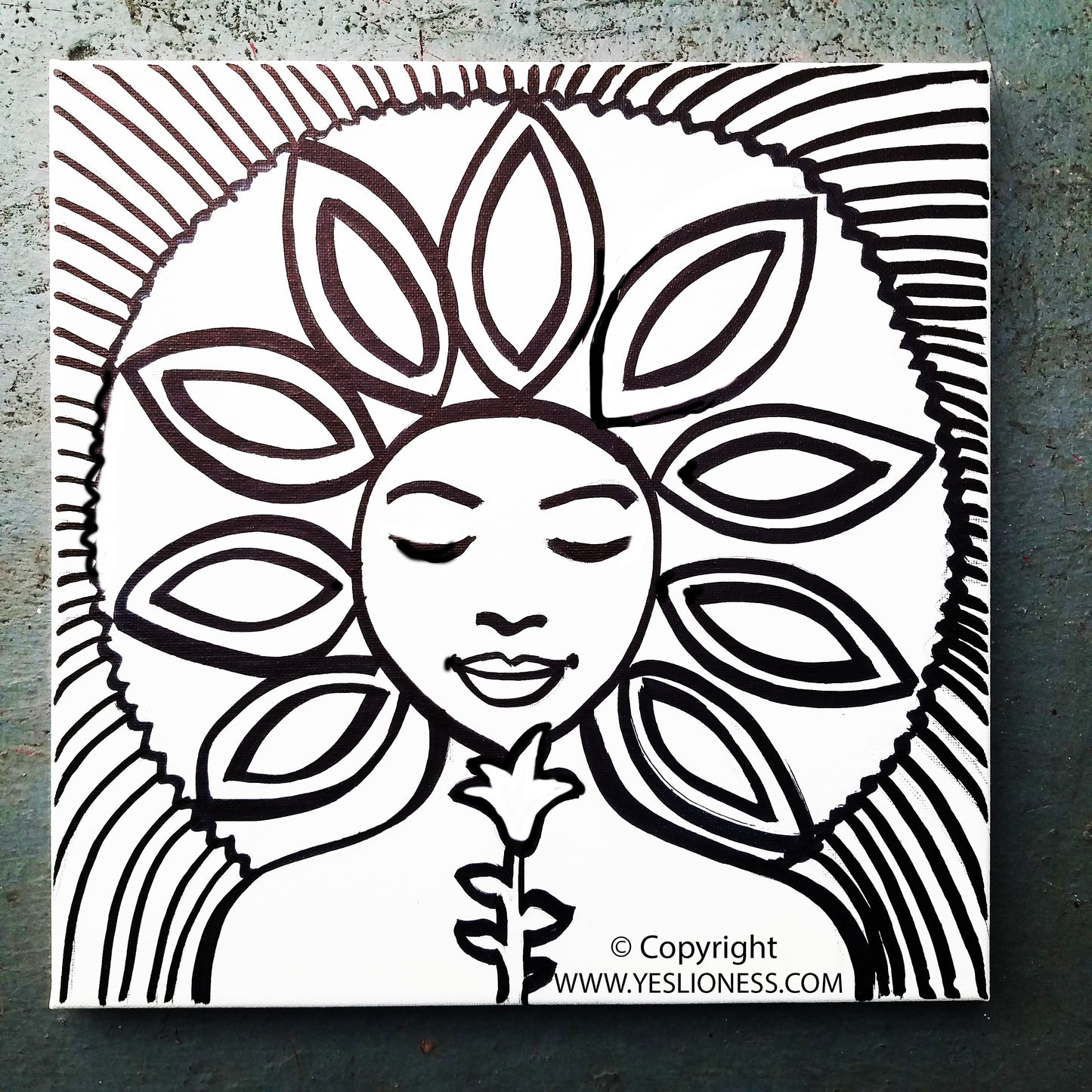 The Sunflower Woman Pre-Drawn Canvas - Yes Lioness Arts