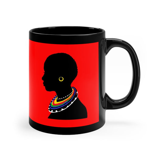 The Tribal Mug in Red 11oz Black - Yes Lioness Arts