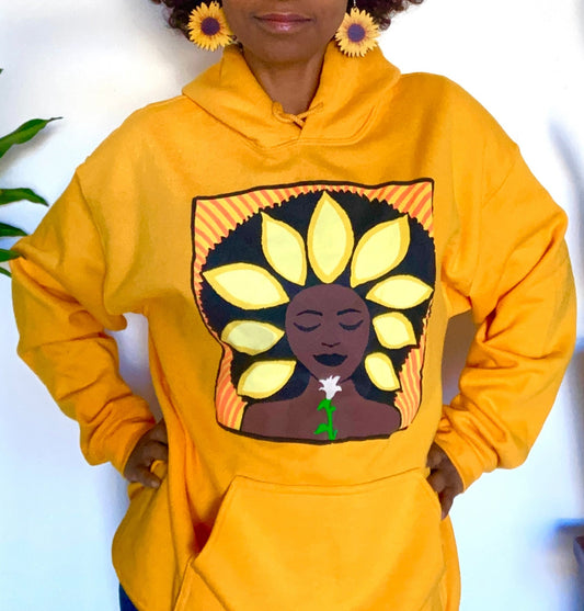 The Sunflower Hoodie in Yellow Gold - Yes Lioness Arts