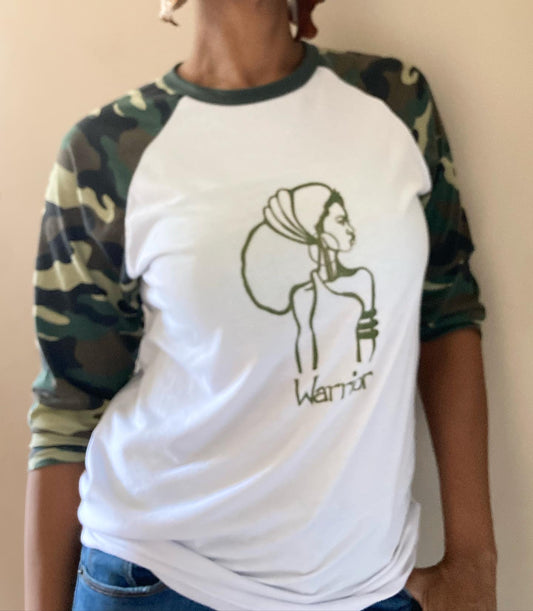 The “Warrior” Camo Baseball Tee - Yes Lioness Arts